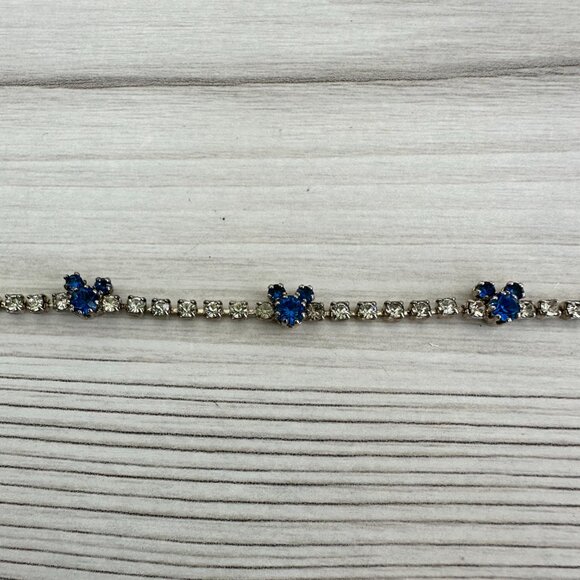 Vintage Mickey Mouse Crystal & Sapphire Inspired Tennis Bracelet - Picture 4 of 10